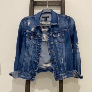 Distressed jean jacket